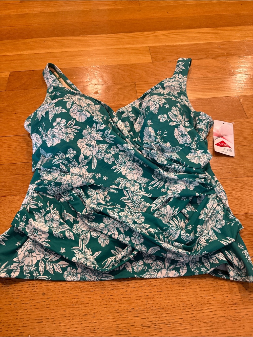 NWT Lands’End swim floral tankini top size 18 W.